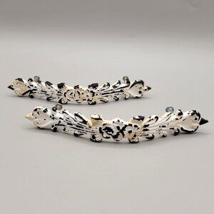 Vintage Drawer Pulls Painted Cast Metal with Screws Set of Two